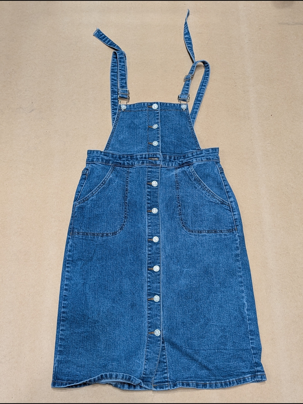 Denim Button-Front Overall Dress